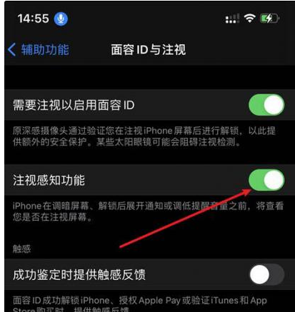 金沙苹果14维修网点分享iPhone14注视感知功能有什么用 